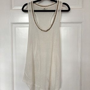 Joie Soft Chain Embellished Cream Tank Top, Size XS